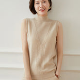 Women's Mock Neck Sleeveless Vest Cashmere Sweater